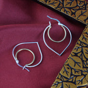 Mannat Double Hoops Two Tone 925 Sterling Silver Hoop Earrings